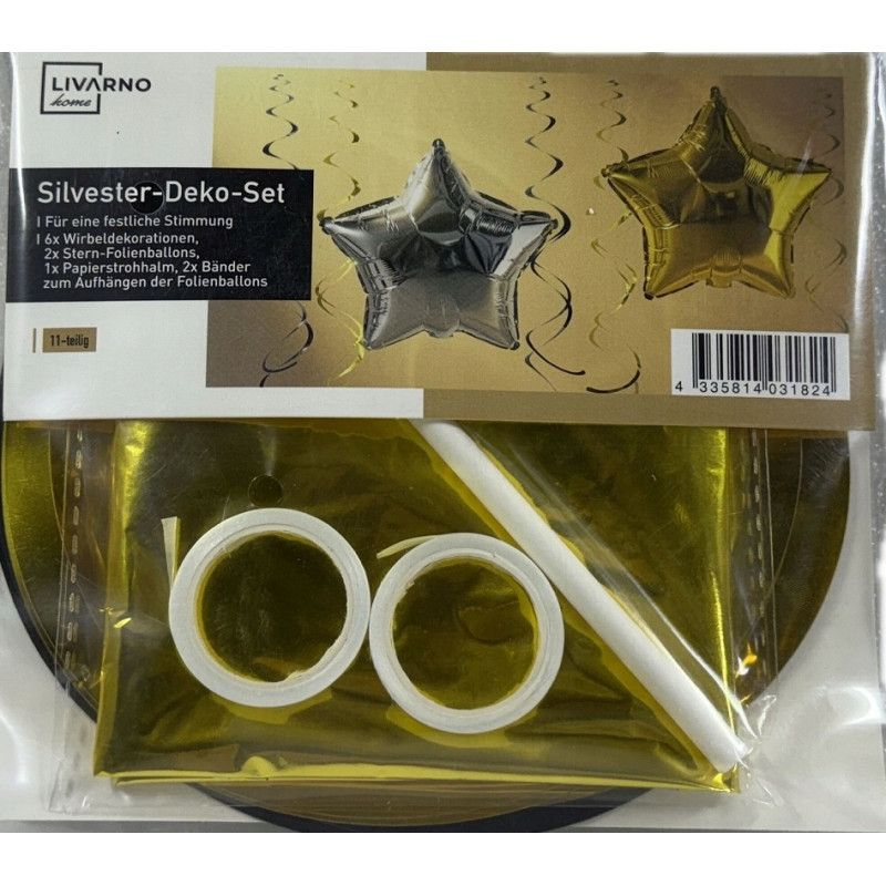 LIVARNO – Zestaw dekoracji sylwestrowych balony + spirale + akcesoria
