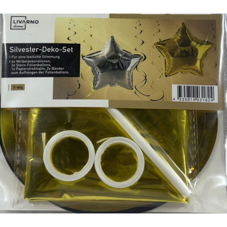 LIVARNO – Zestaw dekoracji sylwestrowych balony + spirale + akcesoria