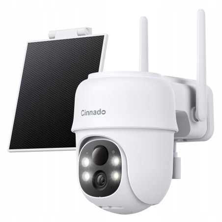 CINNADO Kamera Zewnętrzna 2K Solar Bezprzewodowa 360° PIR IP65 Audio