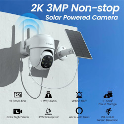 CINNADO Kamera Zewnętrzna 2K Solar Bezprzewodowa 360° PIR IP65 Audio