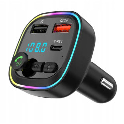 Wielofunkcyjna ładowarka samoch TRANSMITER FM Z BT 5.0 MP3 2xUSB TYP-C R10