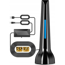 Antena wewnętrzna DVB-T2 ze wzmacniaczem – Odbiór 360°, Zasięg do 120 km