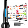 Antena wewnętrzna DVB-T2 ze wzmacniaczem – Odbiór 360°, Zasięg do 120 km