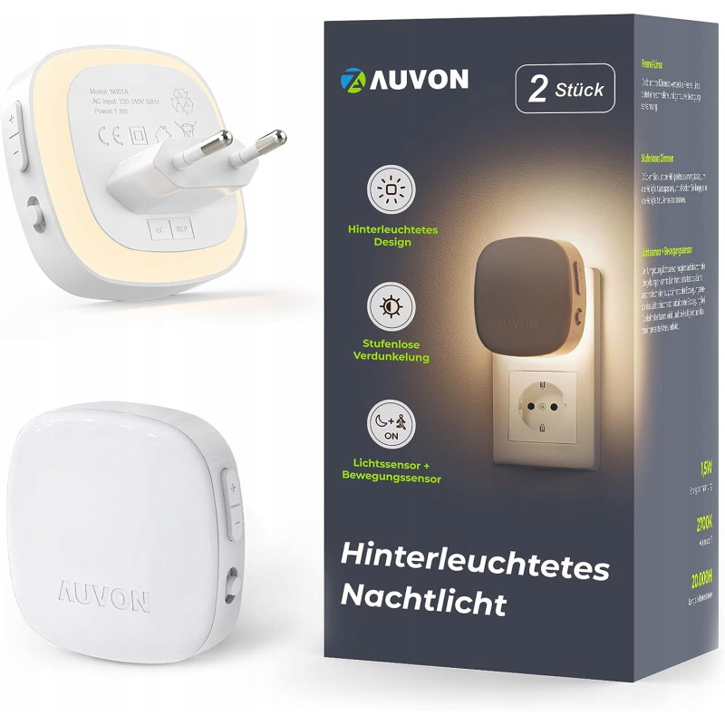 Lampka nocna Auvon biały 2 sztuki