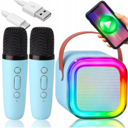 MIKROFON Z GŁOŚNIKIEM BLUETOOTH ZESTAW KARAOKE NIEBIESKI