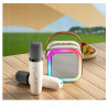 PRZENOŚNY GŁOŚNIK BLUETOOTH KARAOKE 2 MIKROFONY ZESTAW USB RÓŻOWY