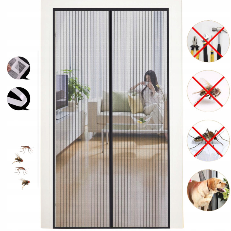 MOSKITIERA MAGNETYCZNA DO DRZWI NA BALKON PREMIUM SOLIDNA KURTYNA 90x200