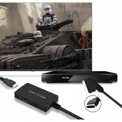ADAPTER KONWERTER SCART DO HDMI EURO AV PAL NTSC ULEPSZONA WERSJA Z KABLEM