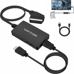 ADAPTER KONWERTER SCART DO HDMI EURO AV PAL NTSC ULEPSZONA WERSJA Z KABLEM