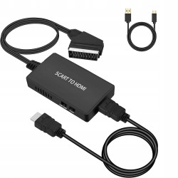 ADAPTER KONWERTER SCART DO HDMI EURO AV PAL NTSC ULEPSZONA WERSJA Z KABLEM
