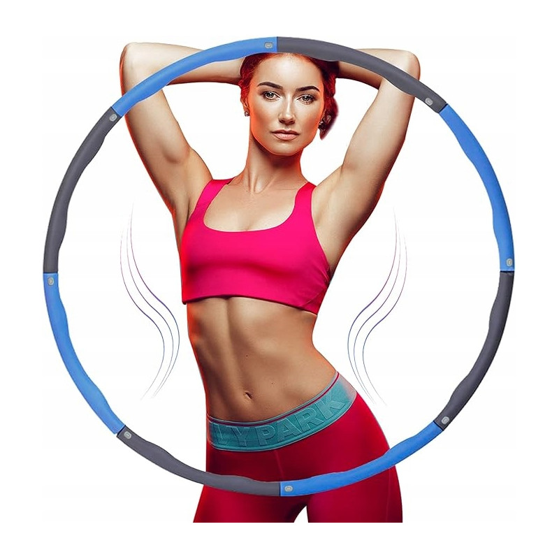 Hula Hop Regulowany Fitness | 6–8 Sekcji | Składany | Z Gąbką 95 cm