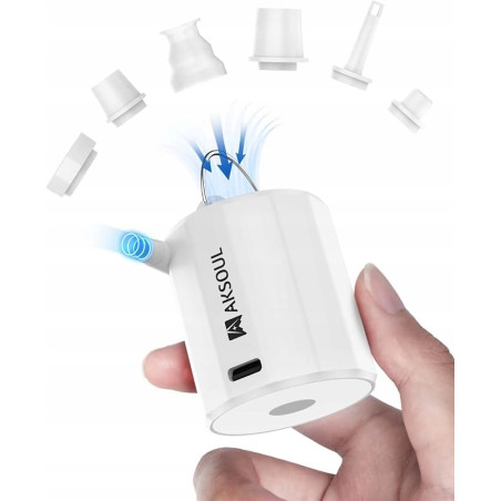 AKSOUL Przenośna Elektryczna Pompa Powietrza 1600mAh z 5 końcówkami