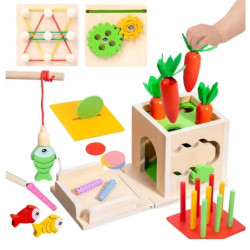Montessori Edukacyjne 8 w 1 Drewniane Montessori
