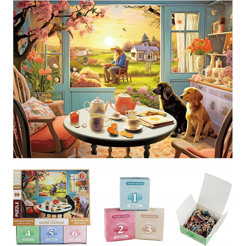 Puzzle 1000 elementów dla dorosłych Kalendarz adwentowy 70x50cm Dwa psy