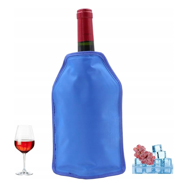 Pokrowiec chłodzący na butelkę wina niebieski 15x23 cm etui cooler torba