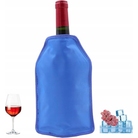 Pokrowiec chłodzący na butelkę wina niebieski 15x23 cm etui cooler torba