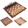 Gra szachy warcaby tryktrak składane 3w1 podróżne 24x24cm drewniane