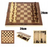 Gra szachy warcaby tryktrak składane 3w1 podróżne 24x24cm drewniane