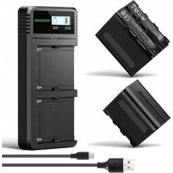NEEWER NP-F970 2 szt. 7800 mAh baterie z szybką ładowarką LCD Dual USB