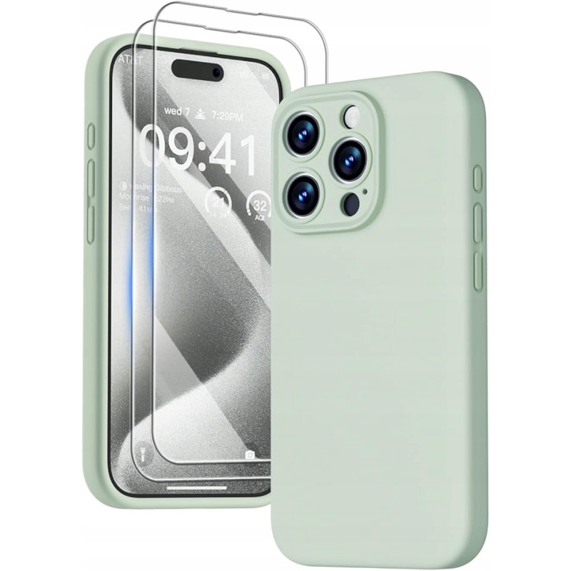 Plecki GOODVISH do Apple iPhone 15 Pro jasnozielony + 2 szkła hartowane