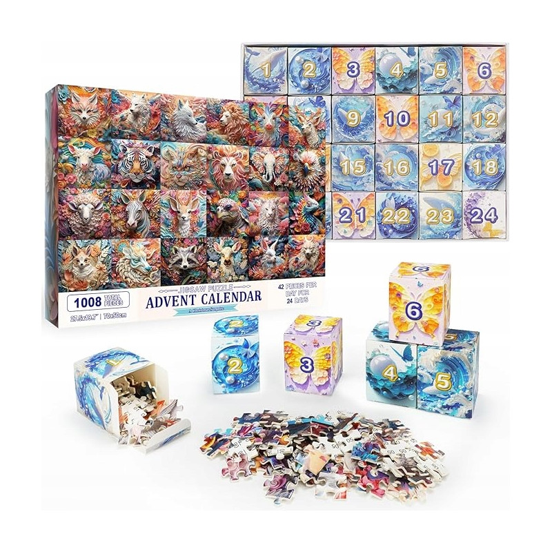 KALENDARZ ADWENTOWY 24X PUZZLE ODLICZANIE ŚWIĘTA BOŻEGO NARODZENIA DZIECI