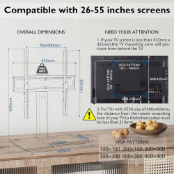 BONTEC Obrotowy Stoł TV Stołowy z Uchwytem do 26-55'' LED OLED LCD Plazmowe