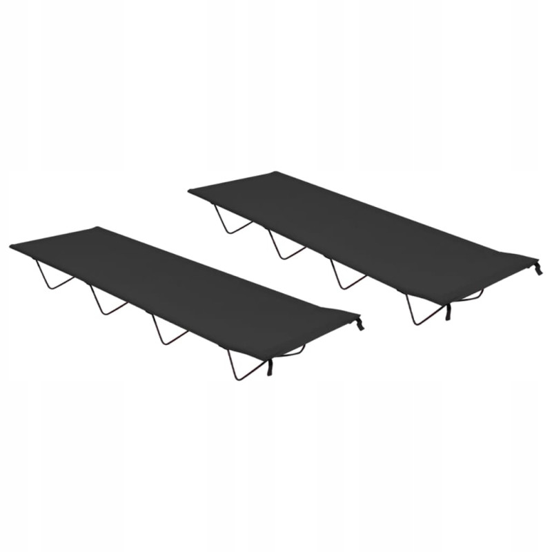 Łóżko polowe 180 cm x 60 cm czarny 2 sztuki
