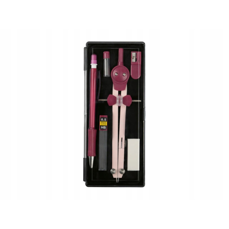 Cyrkiel szkolny do okręgów 260 mm akcesoria ołówek wkłady wymienne 20 el