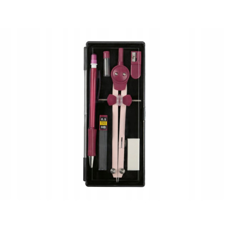 Cyrkiel szkolny do okręgów 260 mm akcesoria ołówek wkłady wymienne 20 el