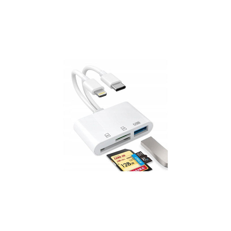 CZYTNIK KART SD USB C 3W1 IPHONE IPAD ANDROID TRANSFER DWUKIERUNKOWY