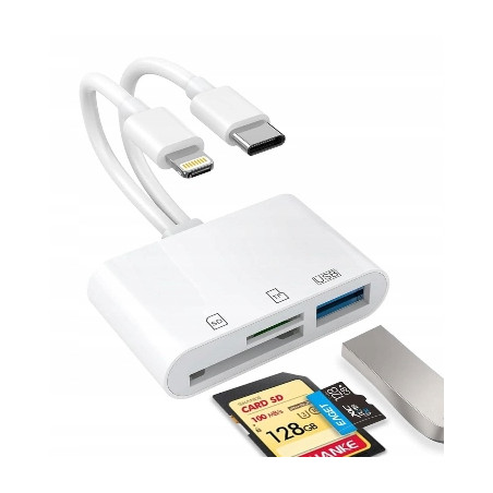CZYTNIK KART SD USB C 3W1 IPHONE IPAD ANDROID TRANSFER DWUKIERUNKOWY