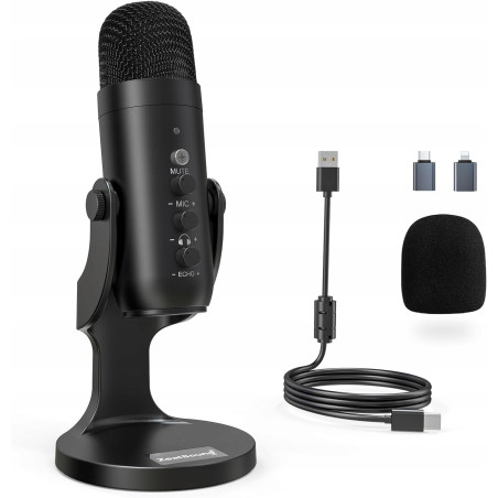 ZealSound K66 Mikrofon pojemnościowy USB Plug&Play do gier, podcastów