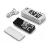 Czarny budzik GH0712L zegar lustrzany LED z temperaturą, USB i lampką nocną