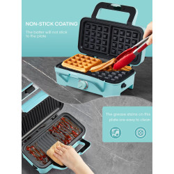 FOHERE Opiekacz 3w1 1200W Gofrownica Grill Kanapki Niebieski