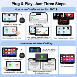 A7605 XHU CarPlay bezprzewodowy adapter z YouTube Tiktok Stream Media Play