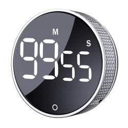 Minutnik Kuchenny Cyfrowy AVINIA LED Magnetyczny Timer Wizualny srebrny