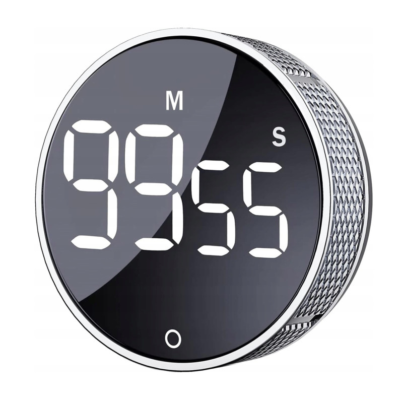 Minutnik Kuchenny Cyfrowy AVINIA LED Magnetyczny Timer Wizualny srebrny