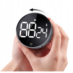 Minutnik Kuchenny Cyfrowy AVINIA LED Magnetyczny Timer Wizualny srebrny