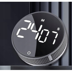 Minutnik Kuchenny Cyfrowy AVINIA LED Magnetyczny Timer Wizualny srebrny