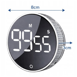 Minutnik Kuchenny Cyfrowy AVINIA LED Magnetyczny Timer Wizualny srebrny