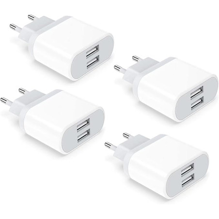 Ładowarka USB 2.1A – Szybkie Ładowanie Podwójne Wejście USB 4 sztuki