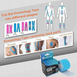 TAŚMA KINEZJOLOGICZNA ELASTYCZNA GSPCARE 5X25 CM 20 PASKÓW NIEBIESKA