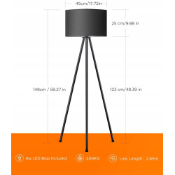 Lampa podłogowa Tomons LED czarna