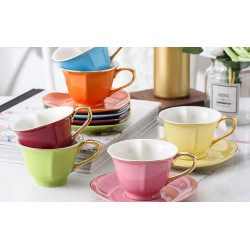 HERBACIANY ZESTAW PREZENTOWY porcelana ARTVIGOR 6x fiiżanki 6x spodki 12el.