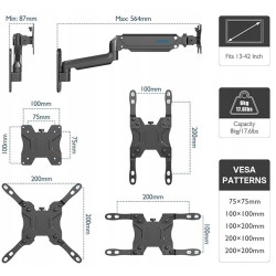 UCHWYT ŚCIENNY DO TV MONITORA PC 13-42 CALI 8KG