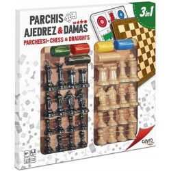 Szachy Warcaby Parcheesi Gra Planszowa 3 w 1 Gry Logiczne Zestaw 33x33cm