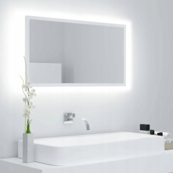 Lustro łazienkowe z LED, białe, 80x8,5x37 cm płyta wiórowa