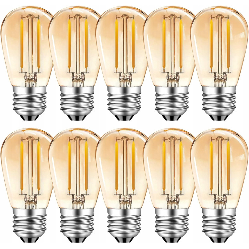 Żarówki LED E27 S14 2W Vintage 2700K Ciepła Biel Zestaw 10szt