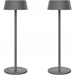 K-BRIGHT LAMPA STOŁOWA LED 2 SZTUKI CIEPŁA BIEL ŁADOWANA USB SZARA