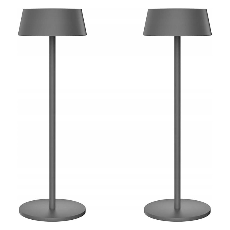 K-BRIGHT LAMPA STOŁOWA LED 2 SZTUKI CIEPŁA BIEL ŁADOWANA USB SZARA